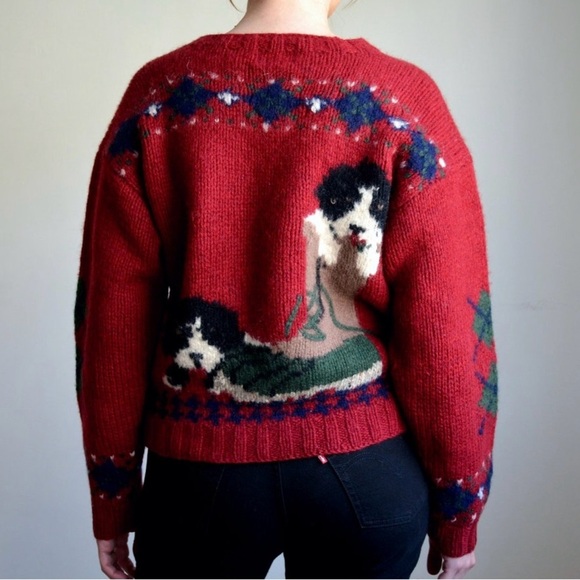 The Woolrich Women’s Springer Spaniel Puppy With Boot 100% Wool Vintage Sweater - Picture 5 of 16